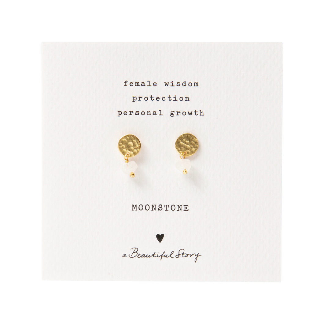 Oorbellen Mini Coin Moonstone Gold