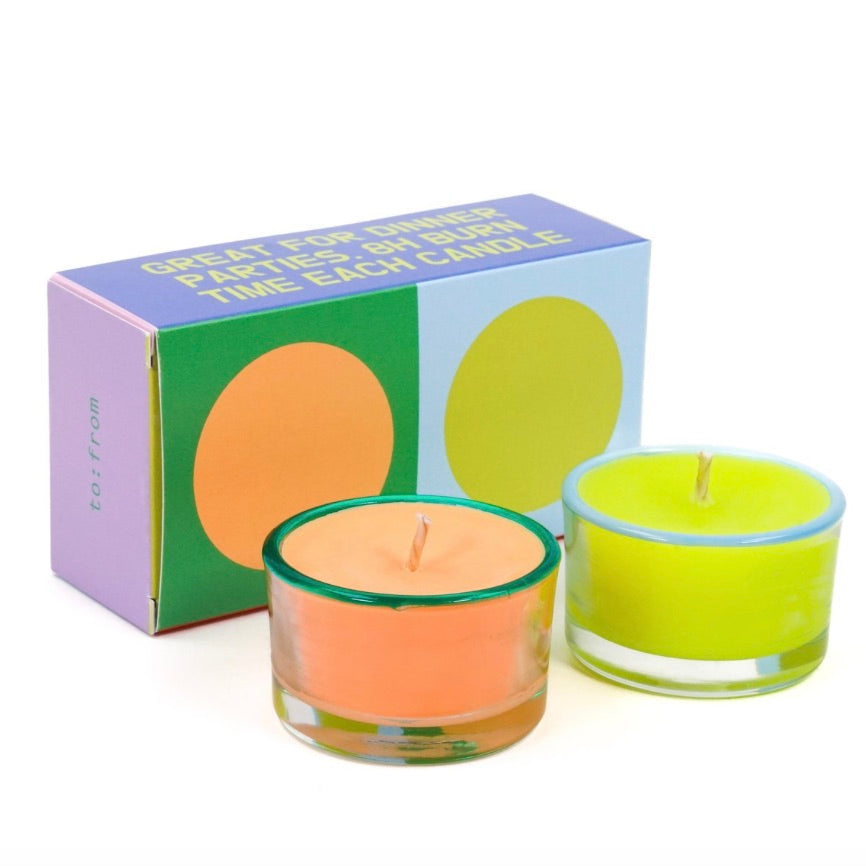 Party candles - SALMON & GREEN