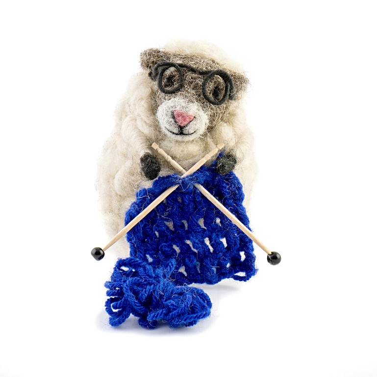 Knitting sheep blue